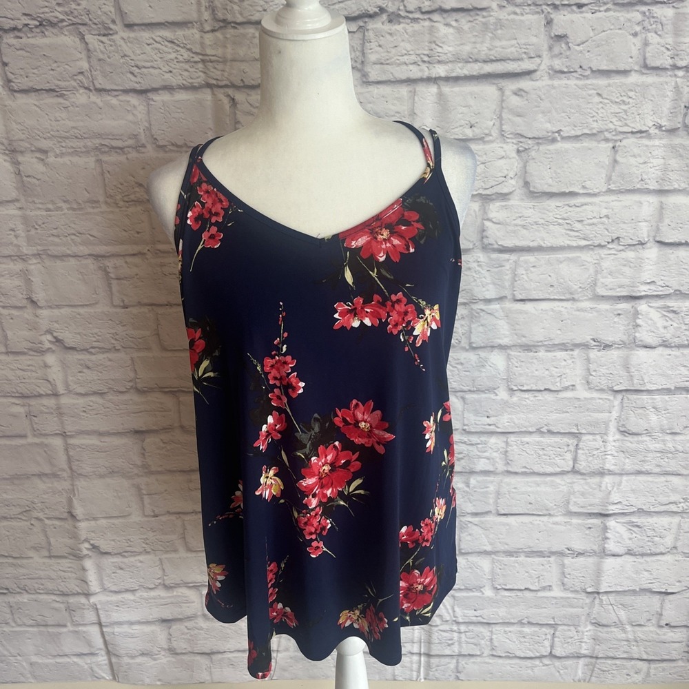 Papermoon NWT Navy & Floral Boho Casual Flowy Feminine  Blouse Size 1X